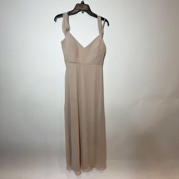Birdy Grey Devin Convertible Chiffon Bridesmaid Dress Beige S Adjustable Straps - Picture 1 of 9